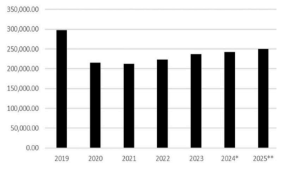 Gráfica de producción de zarzamora en México 2019-2025
